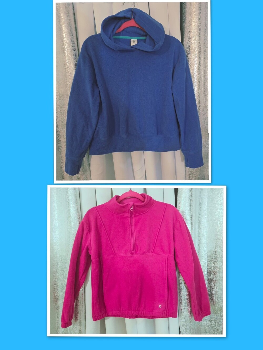 Xersion Brand Girls Blue Hooded Sweatshirt & Pink Quarter-Zip Pullover